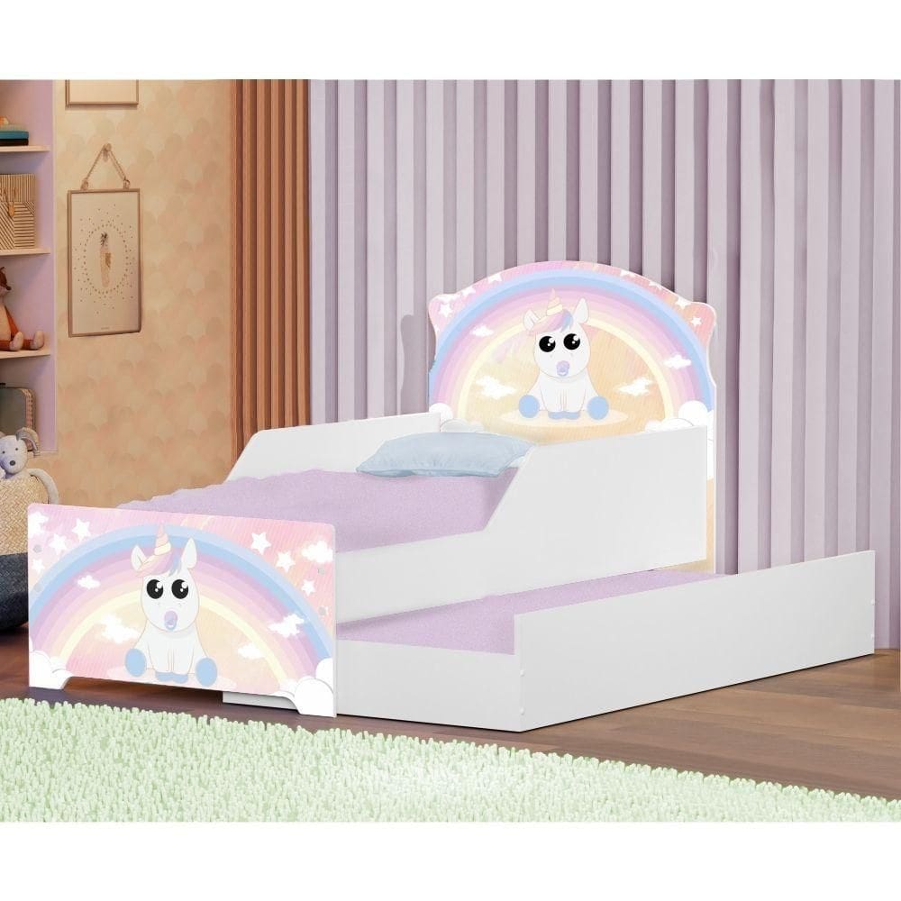 Mini Cama Infantil Com Auxiliar Pop Unicórnio Criança