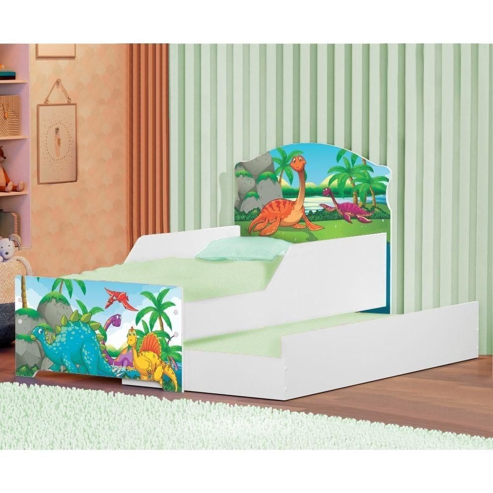 Mini Cama Infantil Com Auxiliar Pop Dinos Amigos