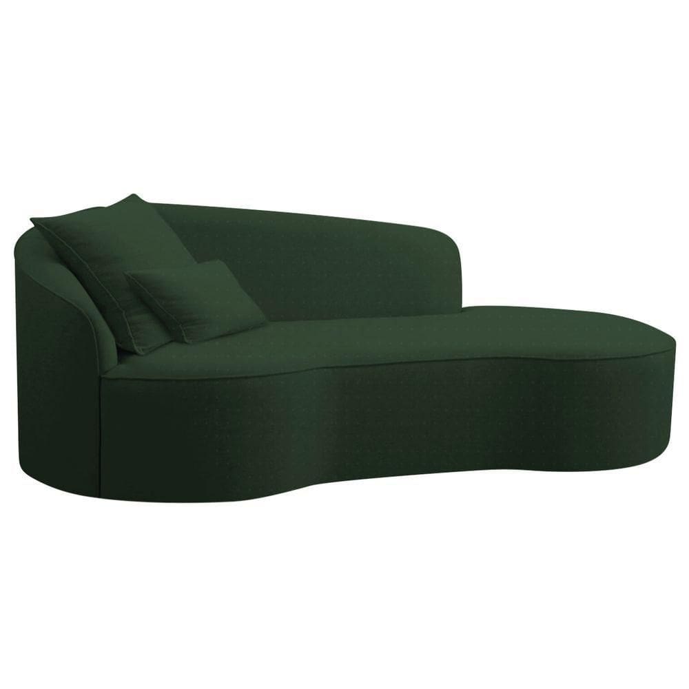 Divã Recamier Curvo Sala De Estar Recepção Inglaterra 150cm Lado Direito Linho - Adj Decor Cor Verde