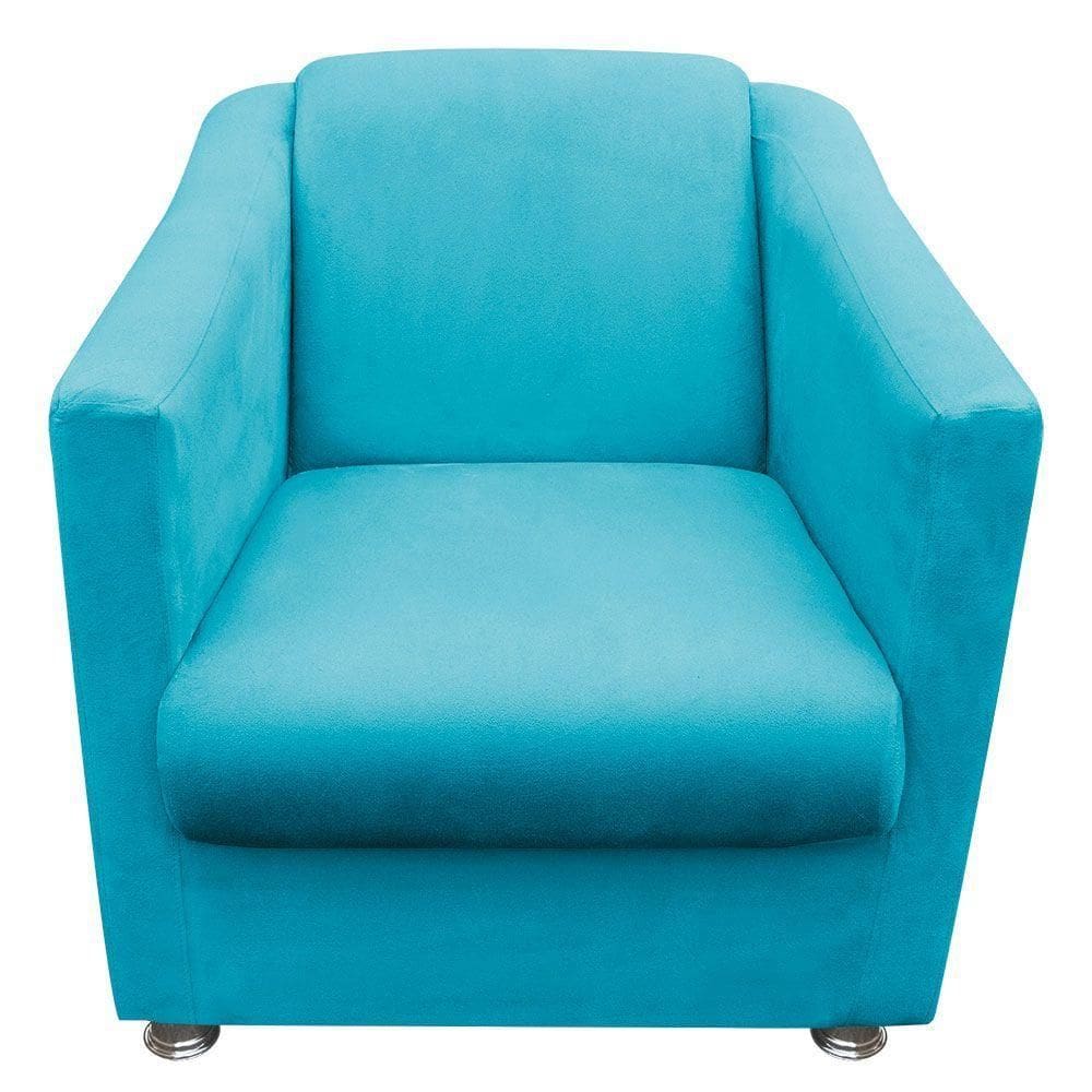 Poltrona Decorativa Tilla Escritório Suede Azul Turquesa
