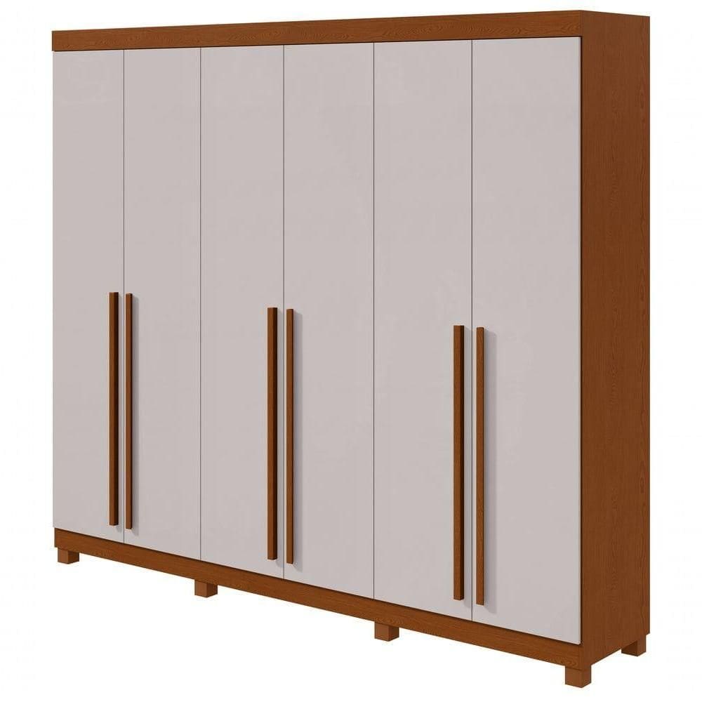 Guarda-roupas Casal Bertha 6 Portas 4 Gavetas Sem Espelho Com Pés Frassino Off White