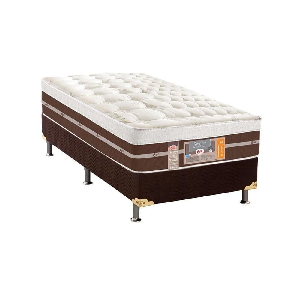 Cama Box Solteiro: Colchão Molas Ensacadas Castor Silver Star Air Híbrido + Base Brown(88X188)