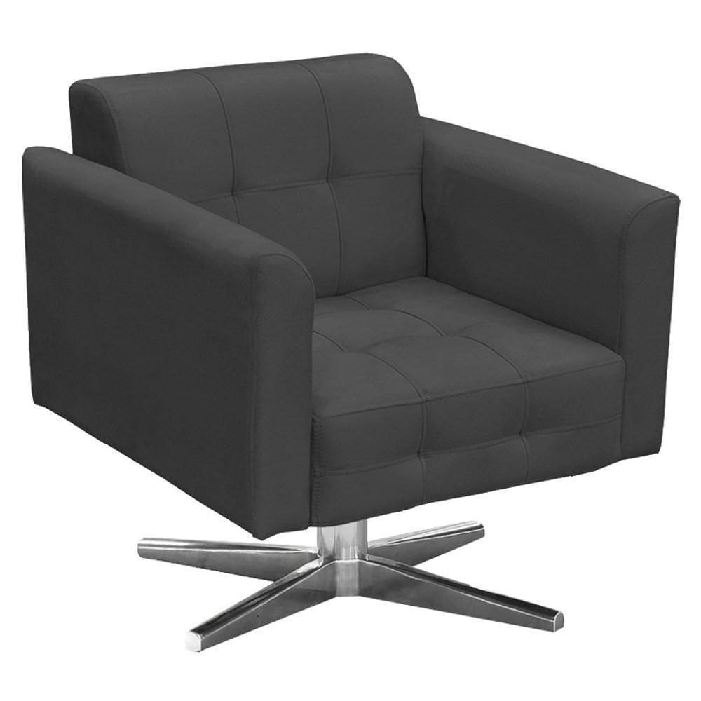 Poltrona Base Cromada Giratória Ana Suede Grafite - Ibiza