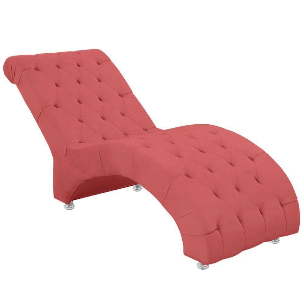 Espreguiçadeira Recamier Divã Para Sala E Clínica Veludo Cor Rose