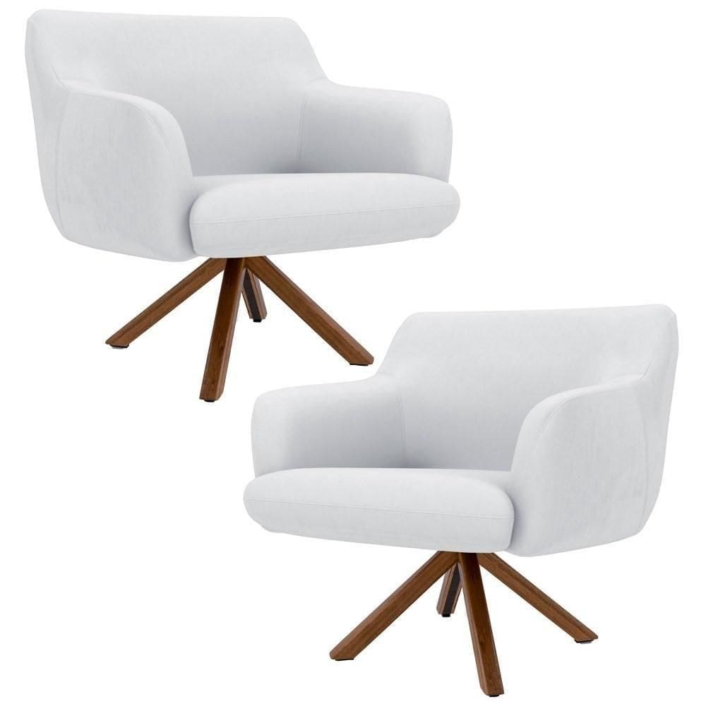 Kit 2 Poltronas Base Madeira Jade C-12ano Branco