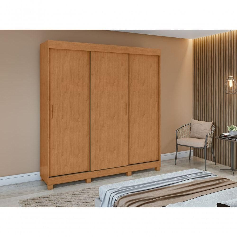 Guarda Roupa Saion 3 Portas Sem Espelho Com Pés Amendoa Clean