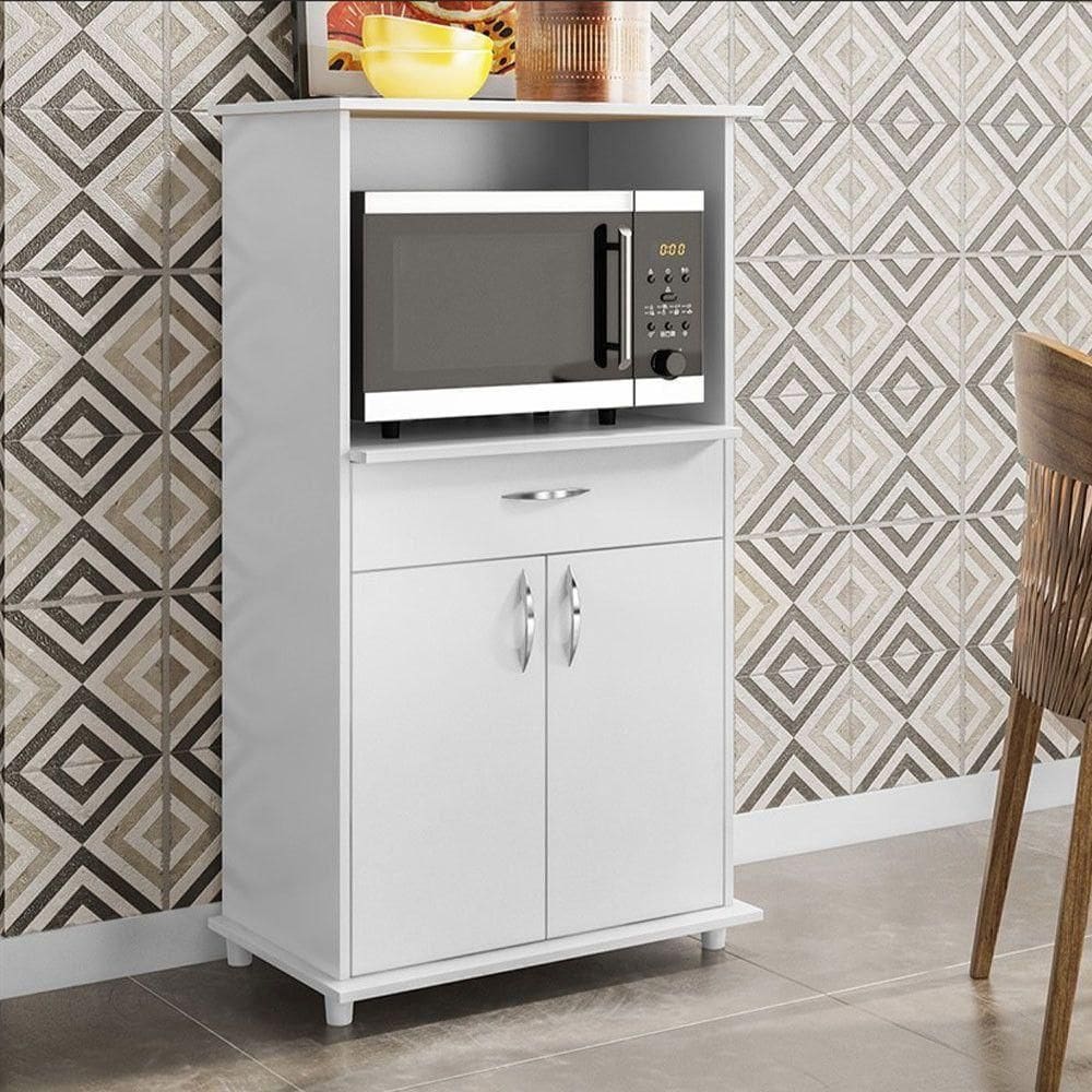 Balcão De Cozinha Multiuso Espaço Micro-ondas Nt3070 Notável Branco New