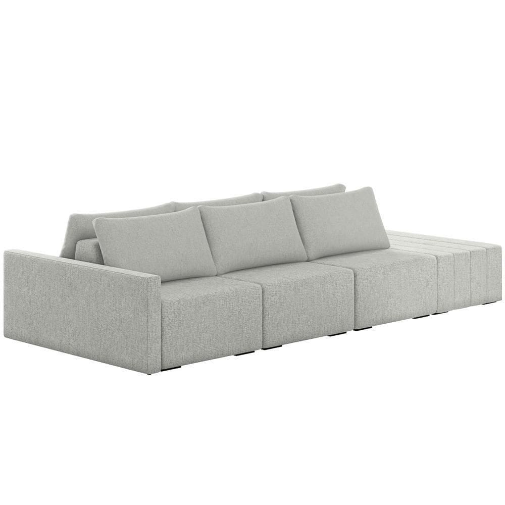 Sofá Ilha Modular Para Sala 312cm Com Puff Dublin K01 Linho Cinza - Lyam Decor