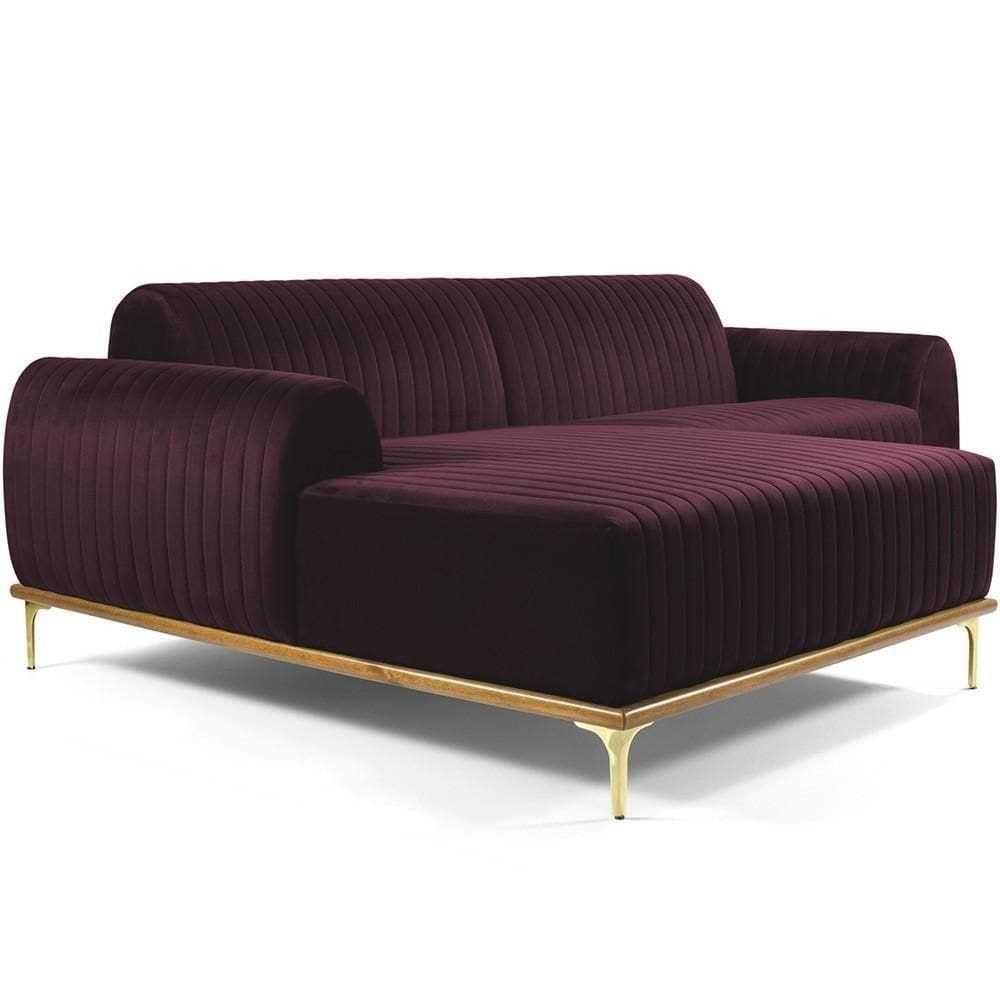 Sofá 4 Lugares Com Chaise Molino 265cm Roxo Grape C-292