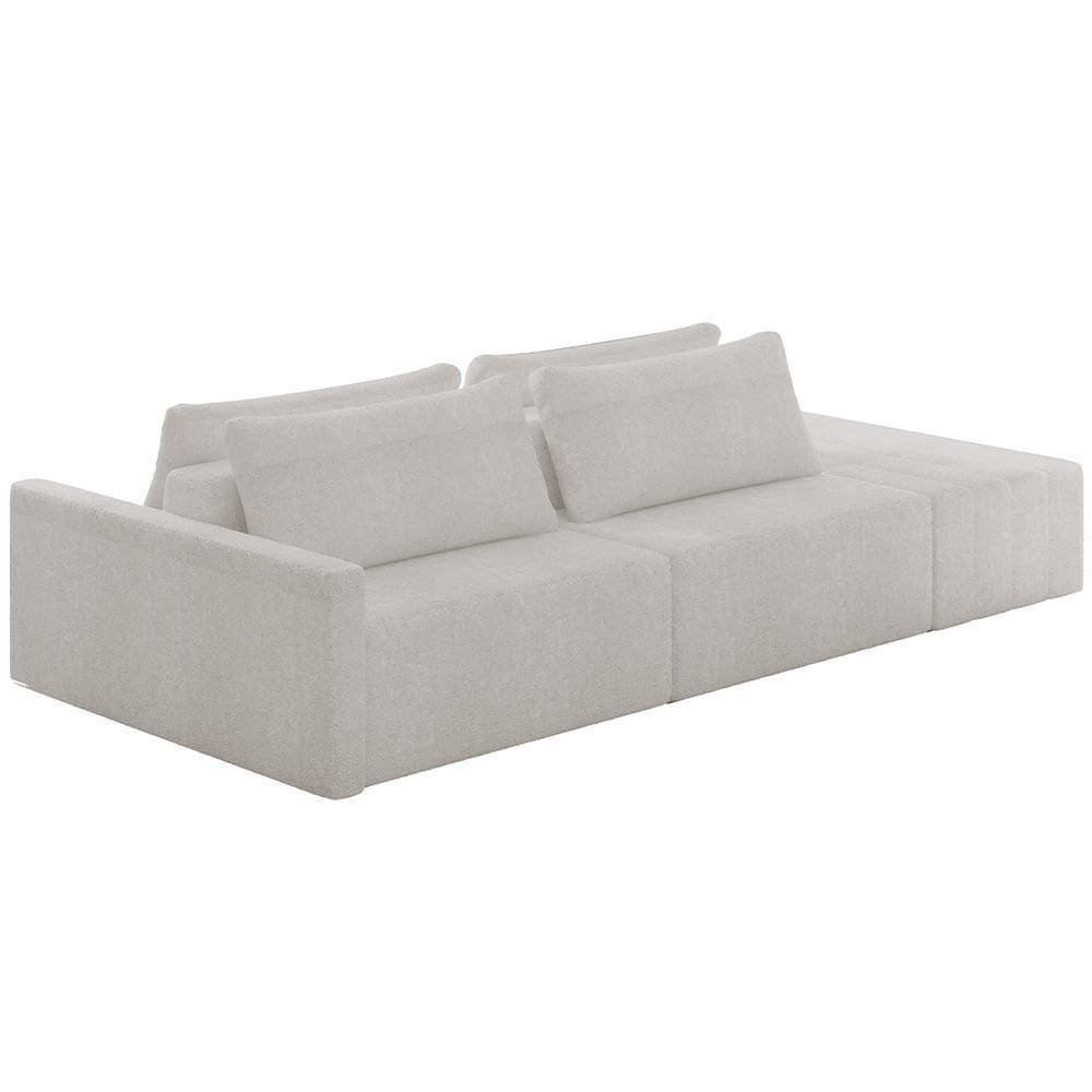 Sofá Ilha Modular Para Sala 232cm Com Puff Dublin K01 Bouclê Creme - Lyam Decor
