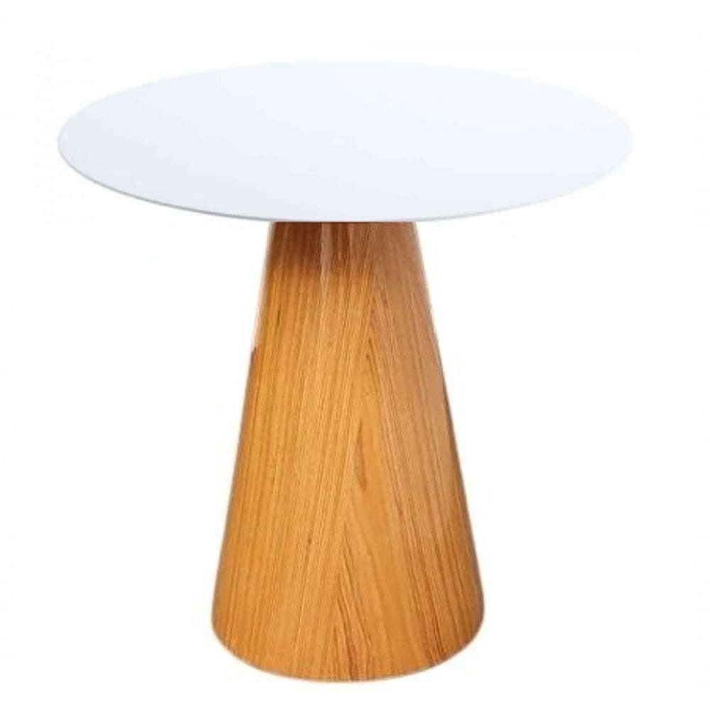 Mesa Lateral Cone Base Laminada Em Madeira Natural E Tampo 41 Cm - Laqueado Cor Preto
