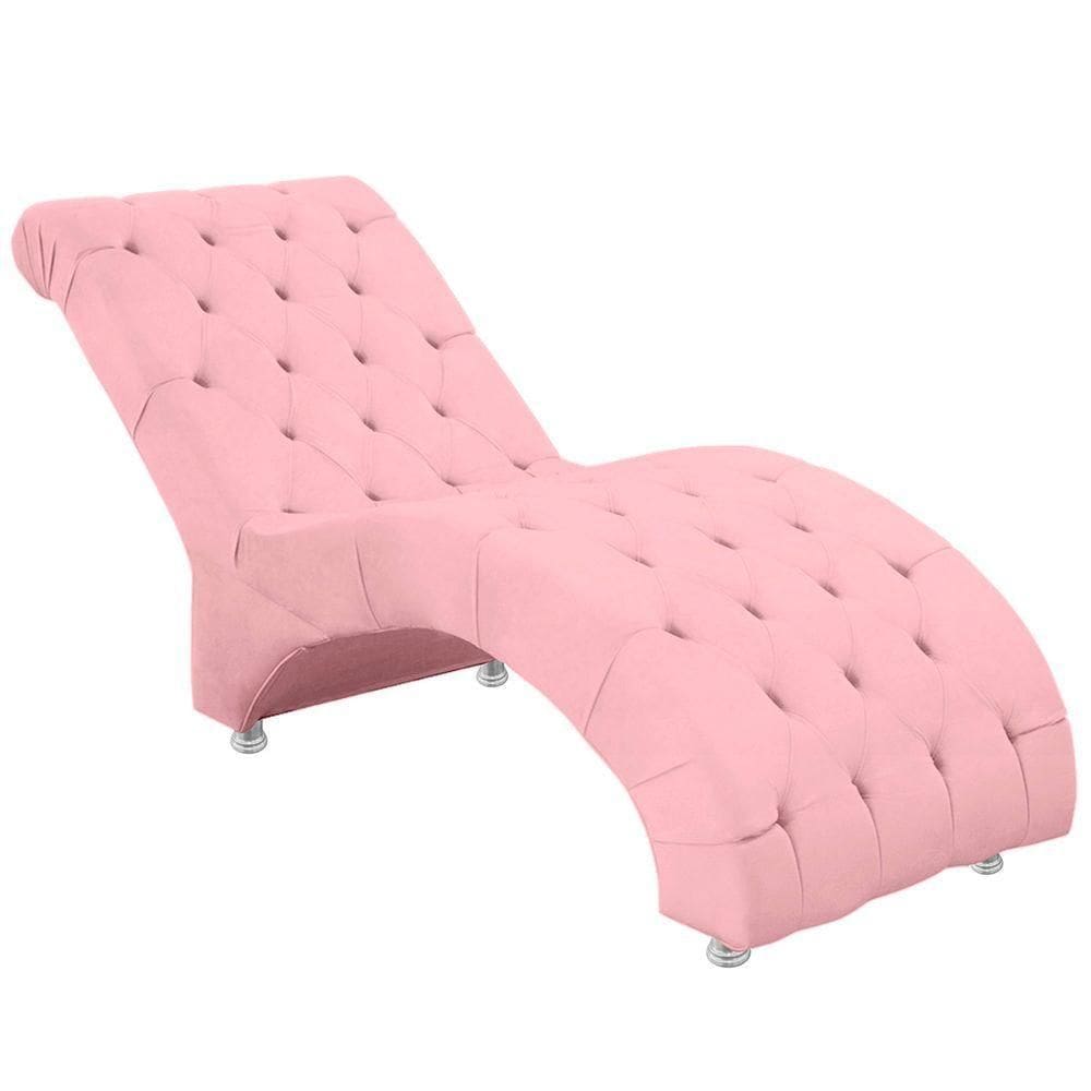 Espreguiçadeira Recamier Divã Para Sala E Clínica Veludo Cor Rosa Bebe