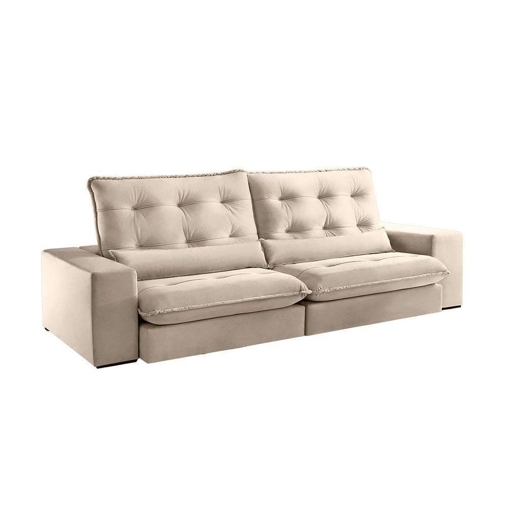 Sofá Amsterdã Retrátil Com Pillowtop E Espuma D28 Zarat Bege