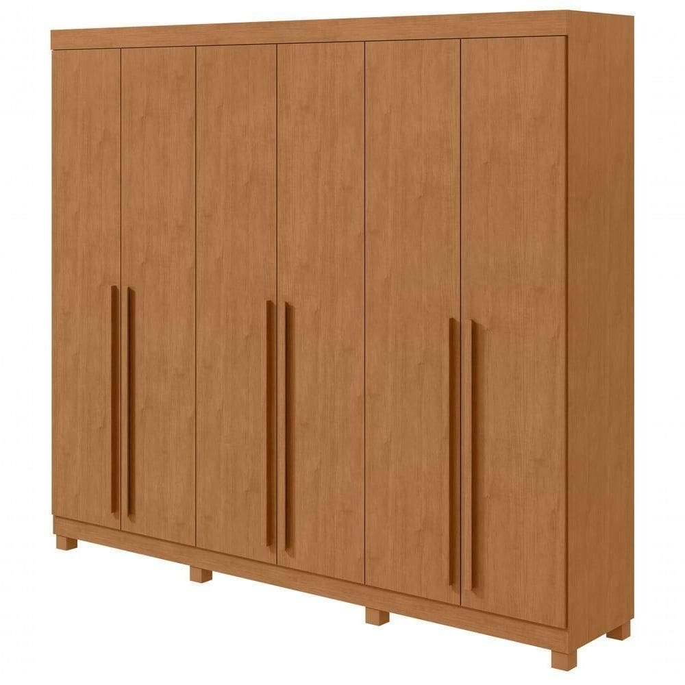 Guarda-roupas Casal Bertha 6 Portas 4 Gavetas Sem Espelho Com Pés Amendoa Clean