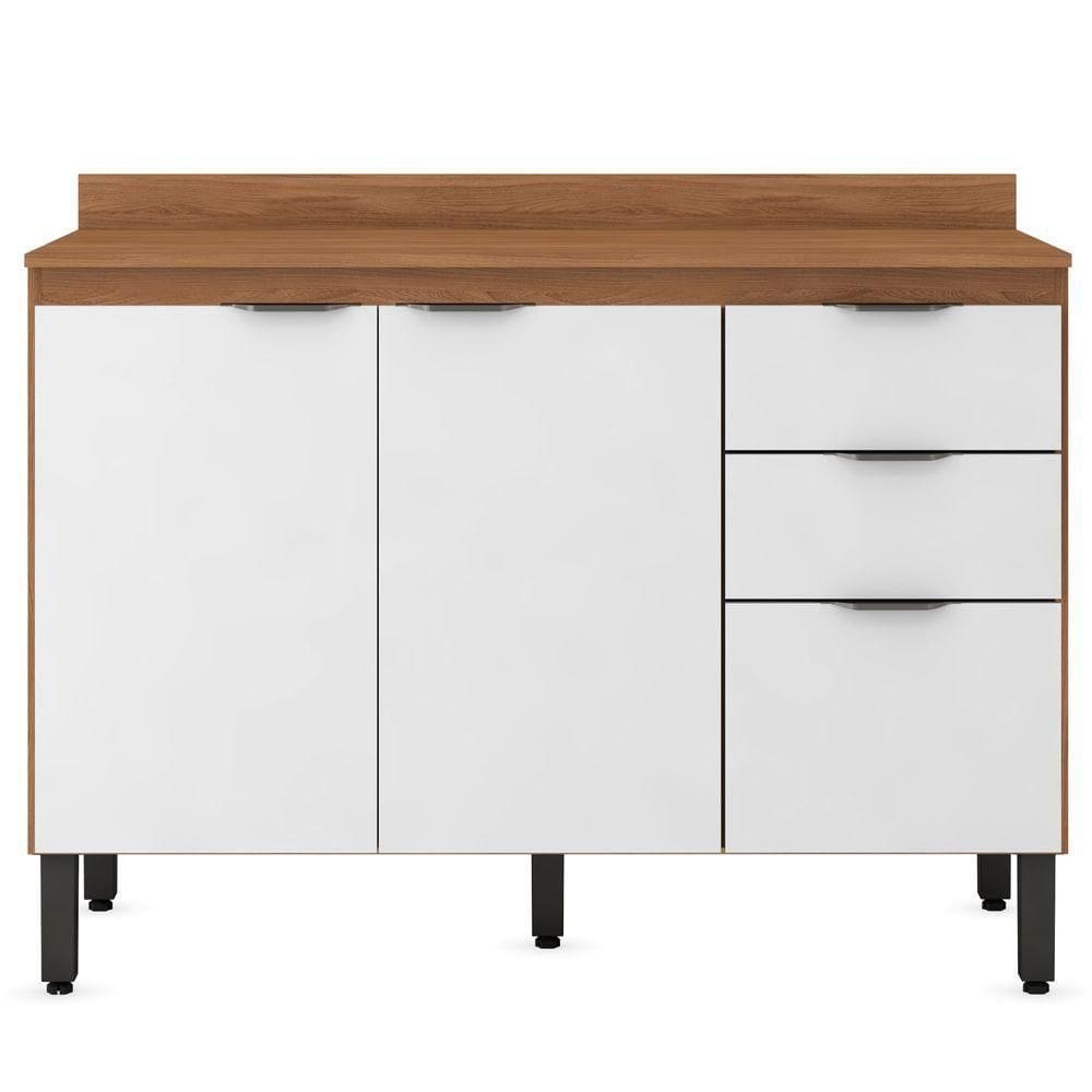 Balcão Para Pia 120cm Com Tampo Firenze Amendola/branco - Demóbile