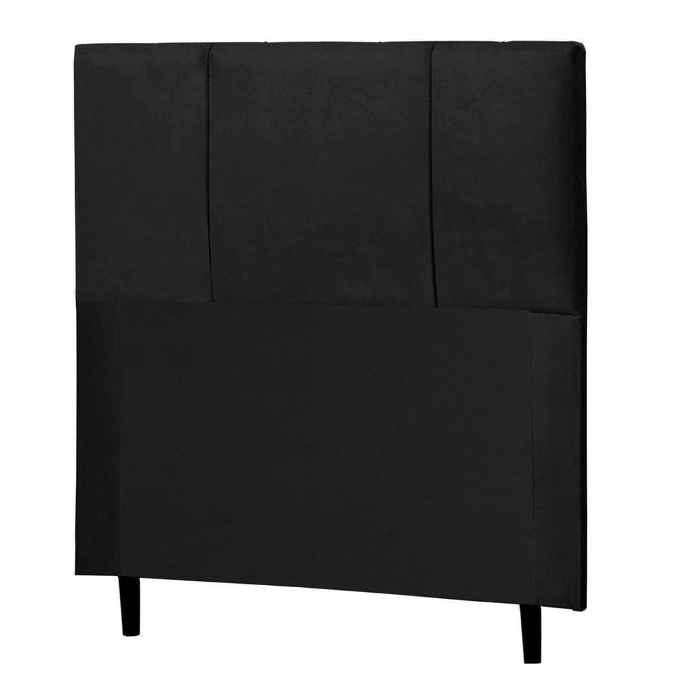 Cabeceira Cama Box Solteiro Donna 90cm Suede Preto