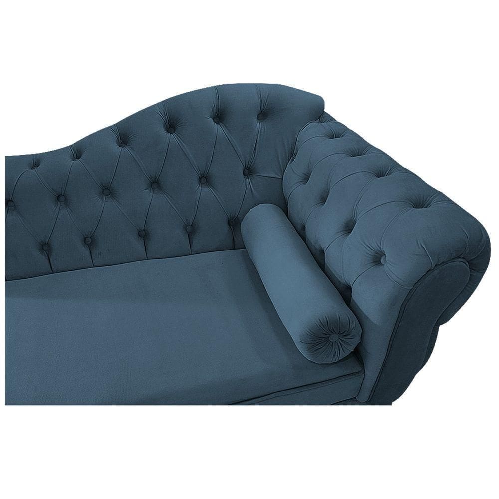 Divã Recamier Diana Lado Esquerdo 120 Cm Linho Azul Royal