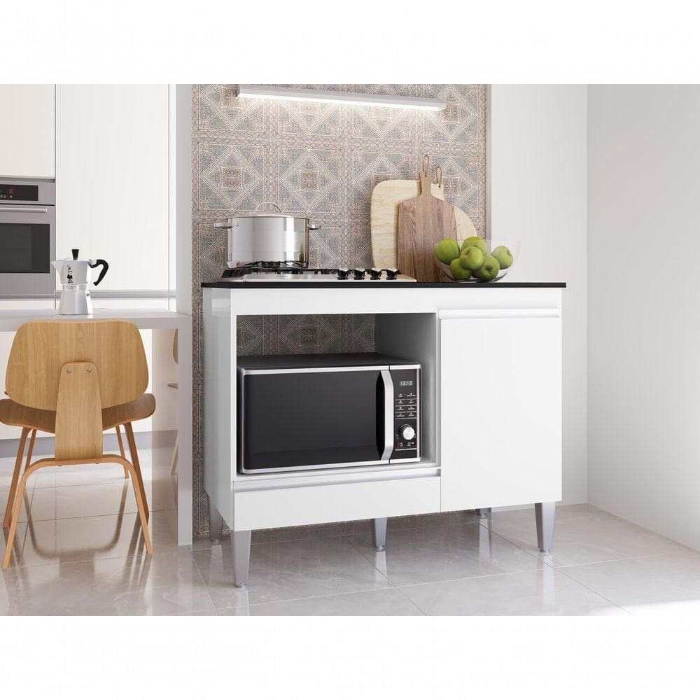 Balcão Para Cooktop 4 E 5 Bocas E Forno Microondas Carla - Ajl Móveis