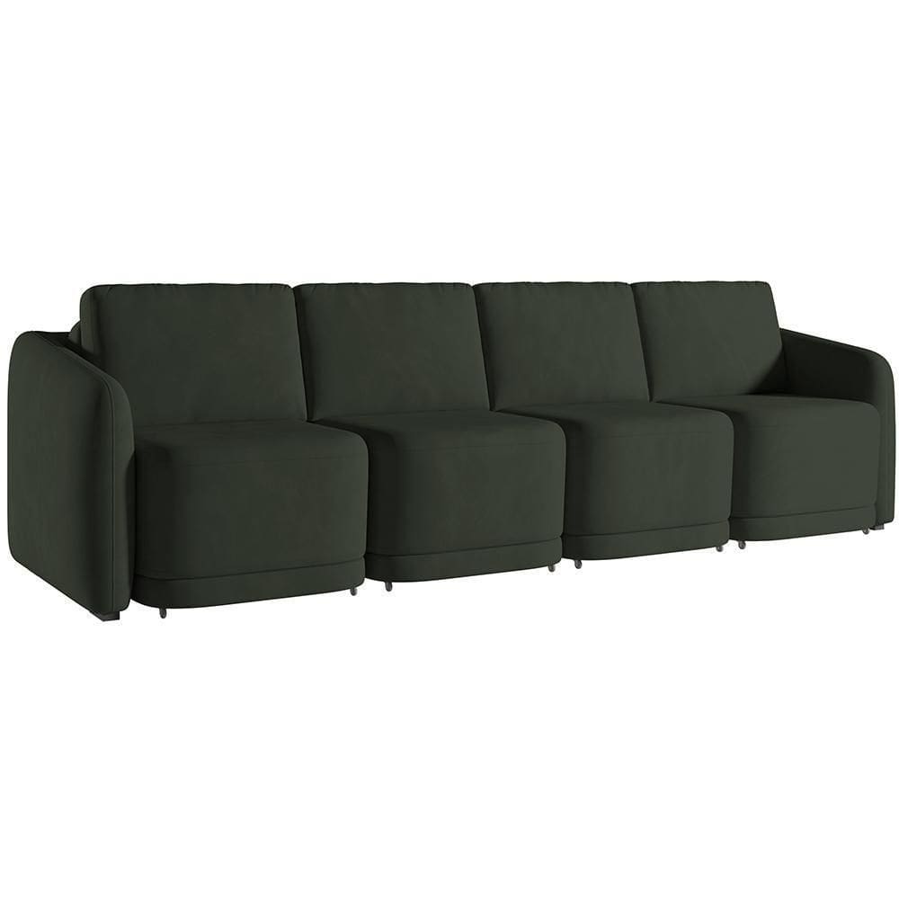 Sofá Cama Para Sala De Estar 4 Lugares 396cm Montserrat K01 Veludo Verde - Lyam Decor