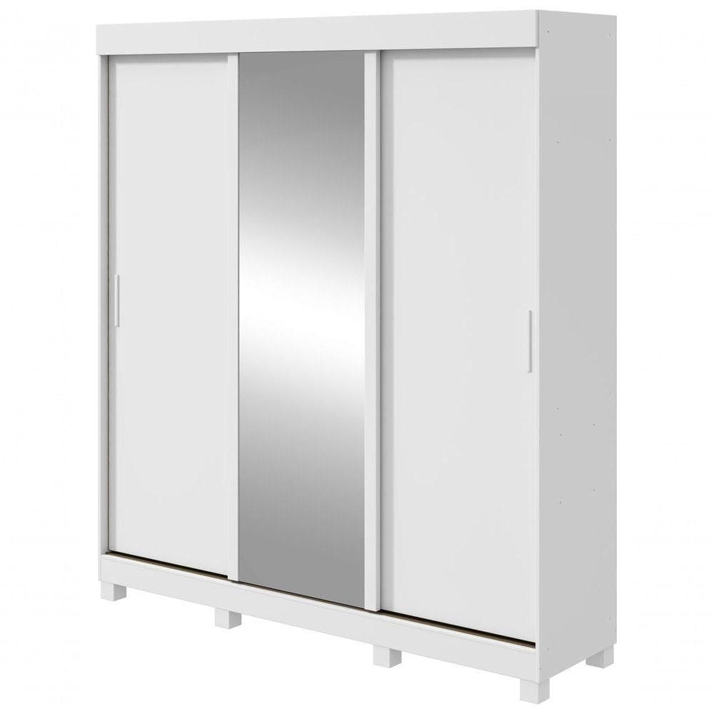 Guarda Roupa Saion 3 Portas Com Pés 1 Porta Glass Branco