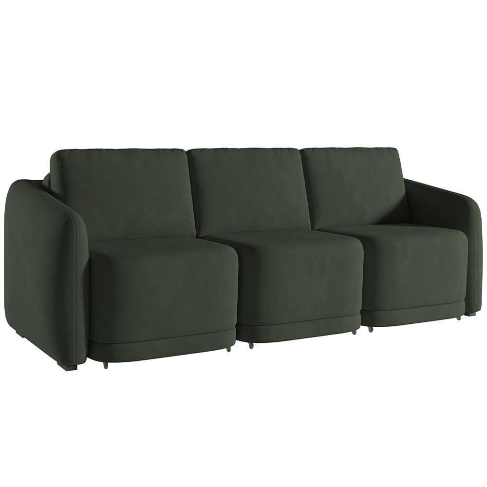 Sofá Cama Para Sala De Estar 4 Lugares 336cm Montserrat K01 Veludo Verde - Lyam Decor