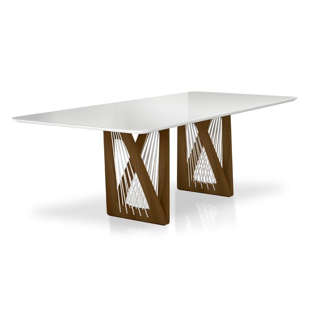 Mesa De Jantar Áustria C03 200X100cm Laca Off White/Caramelo