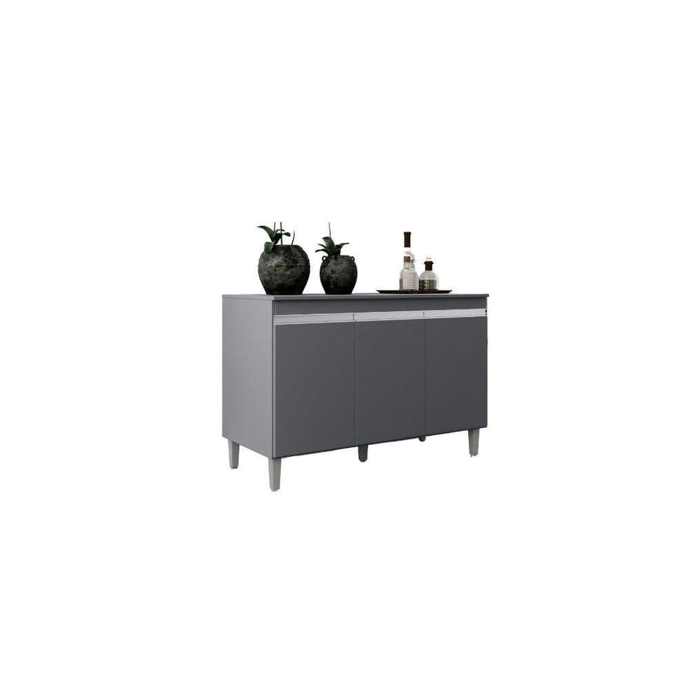 Balcão Armário Multiuso Gabinete Manu 120cm 3 Portas C-tampo