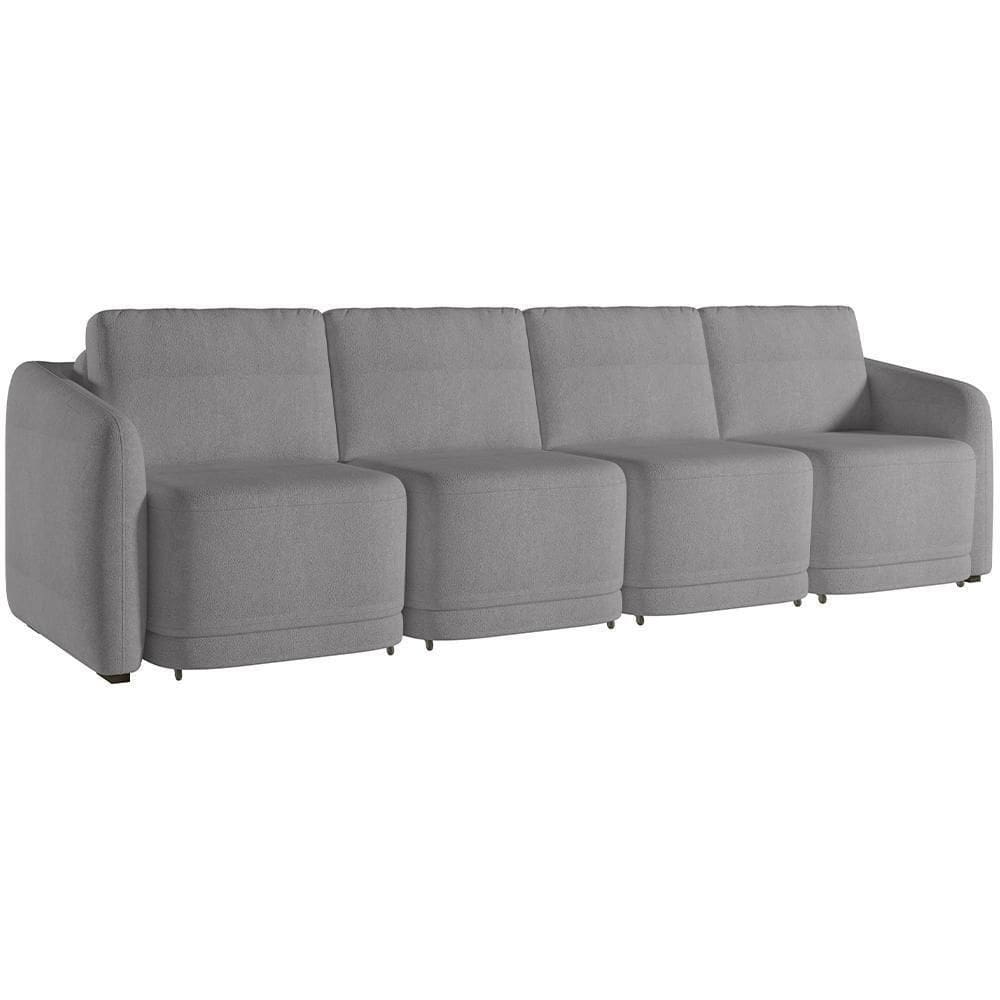 Sofá Cama Para Sala De Estar 4 Lugares 396cm Montserrat K01 Bouclê Cinza - Lyam Decor