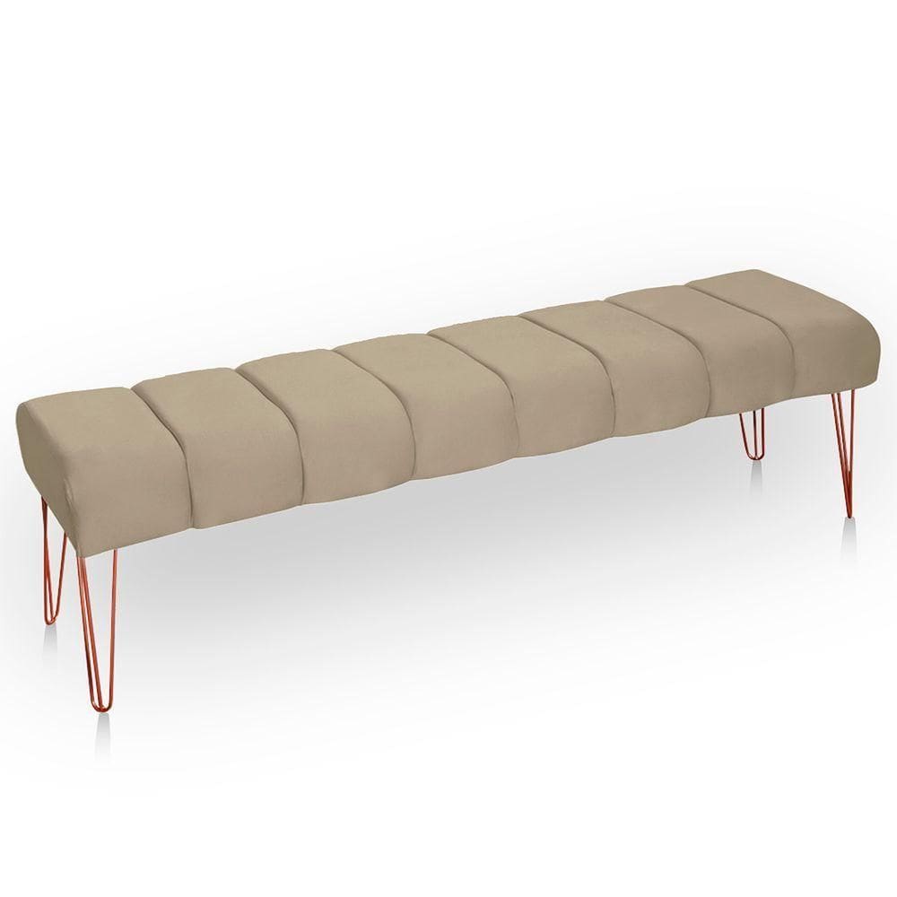 Recamier Estofada Casal Queen Luxo Veludo Bege Escuro