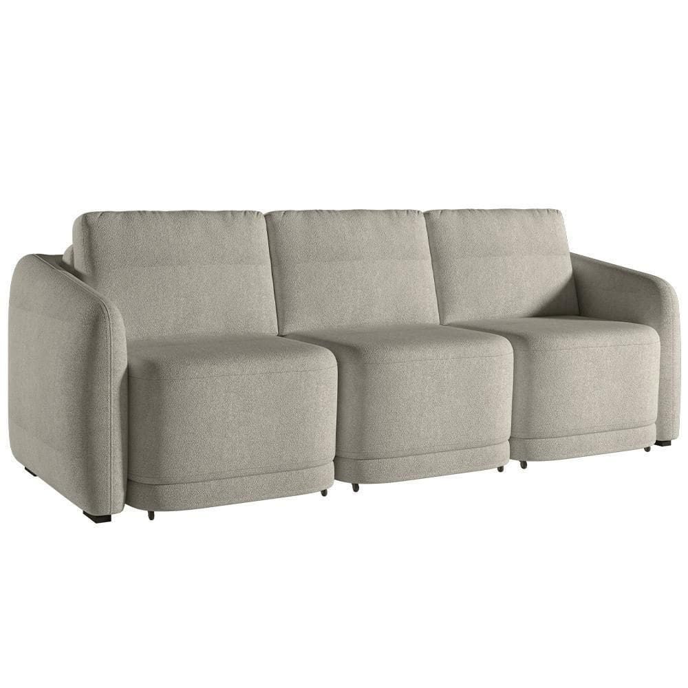 Sofá Cama Para Sala De Estar 4 Lugares 336cm Montserrat K01 Bouclê Bege - Lyam Decor