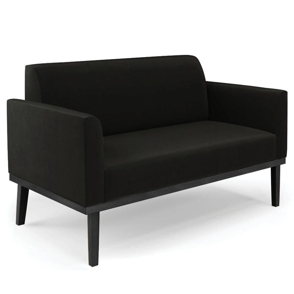 Sofá Namoradeira Base Madeira Preto Maressa Suede Preto