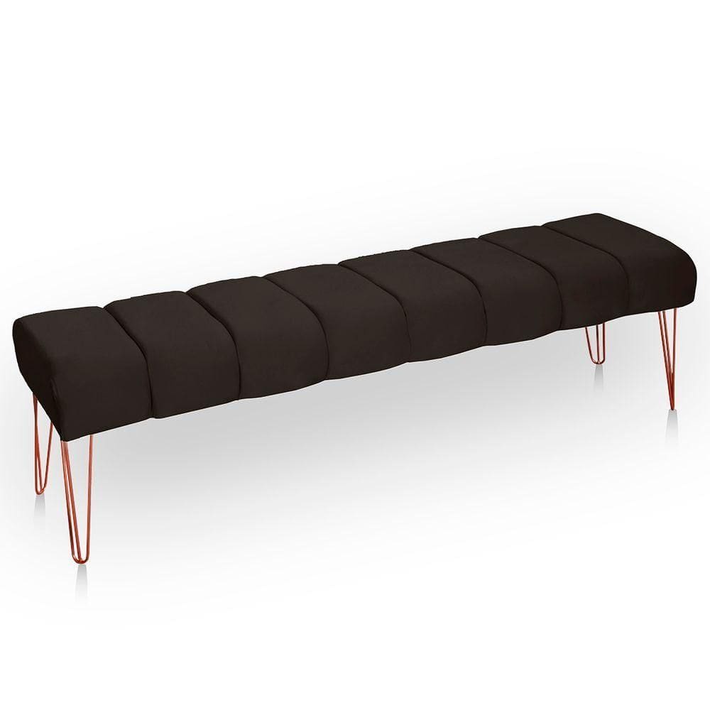 Recamier Estofada Casal Queen Luxo Veludo Cor Marrom