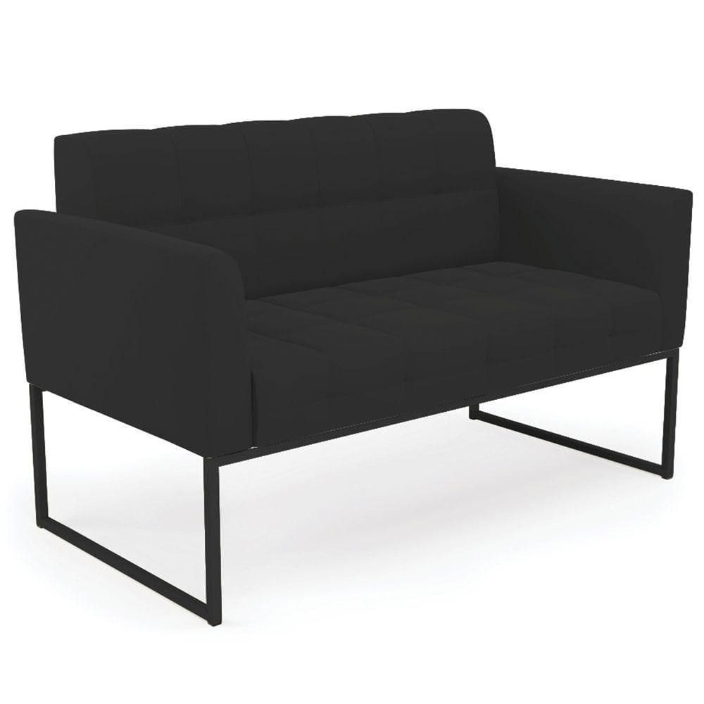 Sofá Namoradeira Base Industrial Preto Ana Veludo Preto