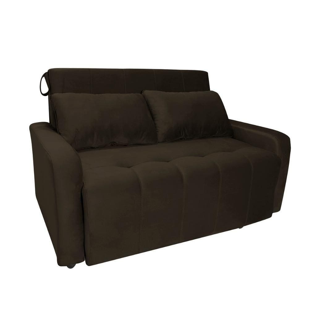Sofá Cama Para Sala De Estar Amora New Suede - Marrom Marrom