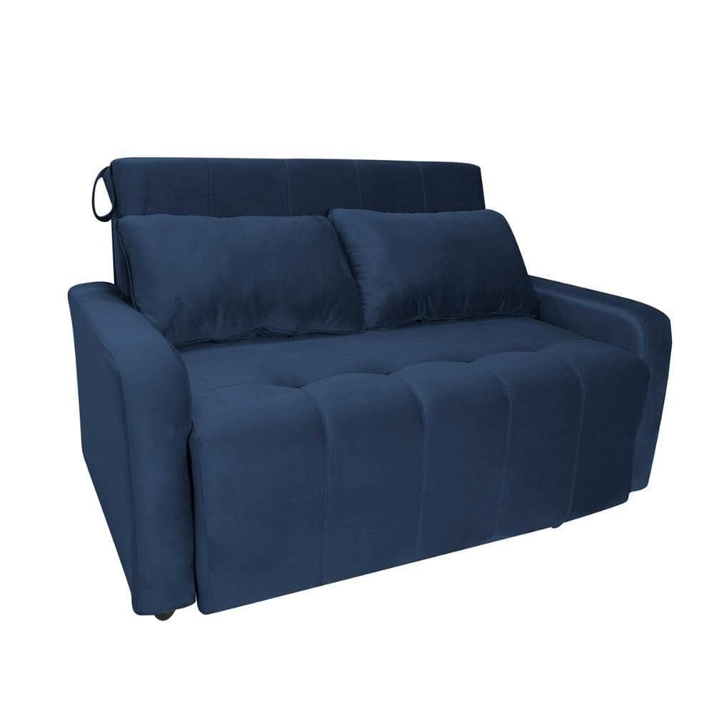 Sofá Cama Para Sala De Estar Amora New Suede - Azul Azul