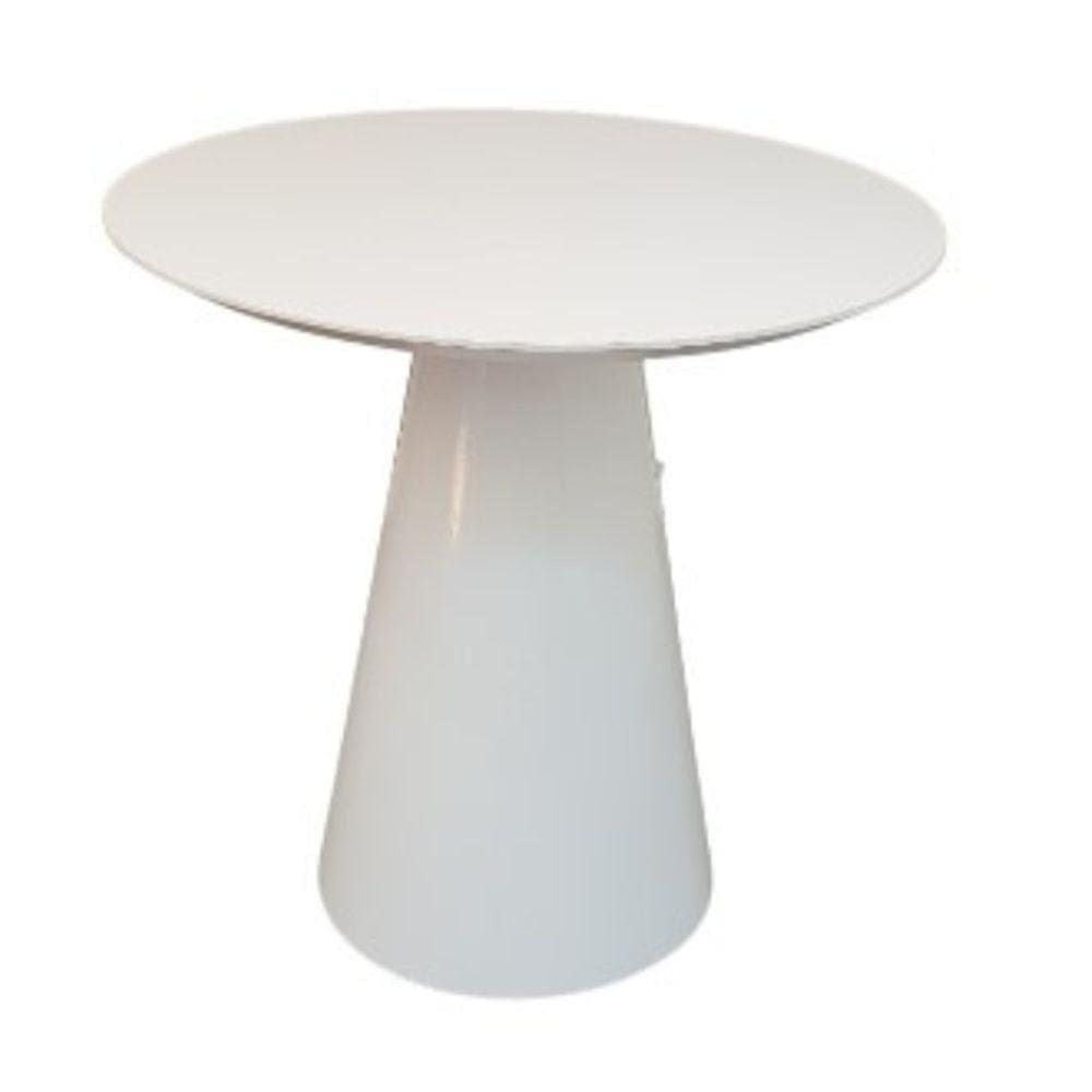 Mesa Lateral Cone Redonda 51 Cm Laqueada Cor Branco