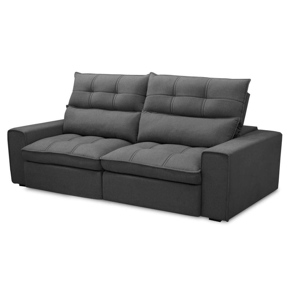Sofá Retrátil Reclinável 3 Lugares 210cm Damy F05 Veludo Grafite