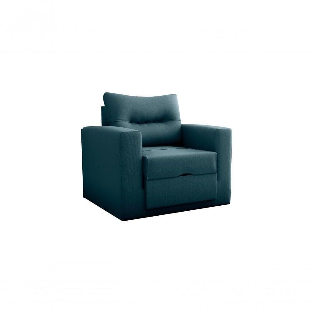 Sofá Cama Marissol 1 Lugar Suede Petróleo