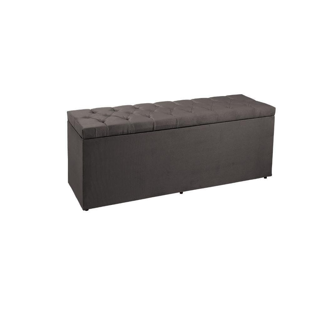 Recamier Sofá Baú Madrid 1,40 Cm Suede Cinza