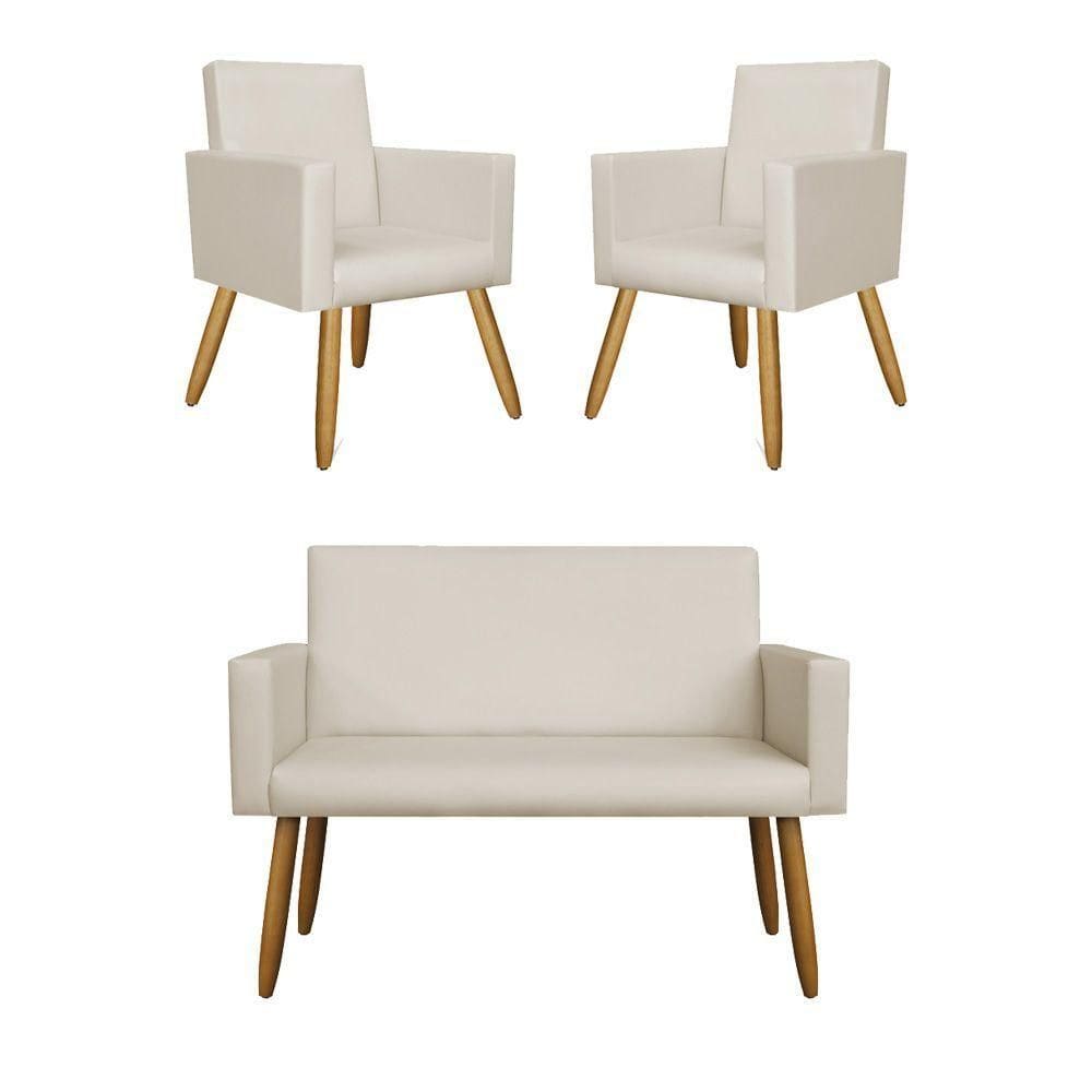 Kit Namoradeira + 02 Poltronas Decorativas Bege