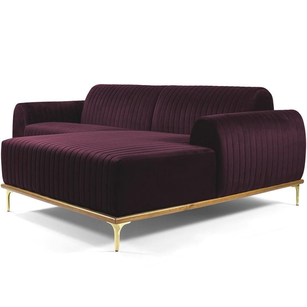 Sofá 4 Lugares Com Chaise Molino 255 Cm Roxo Grape C-292