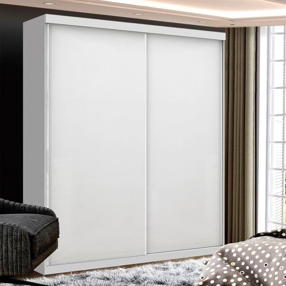 Guarda Roupa Solteiro Branco 2Portas De Correr Minastex
