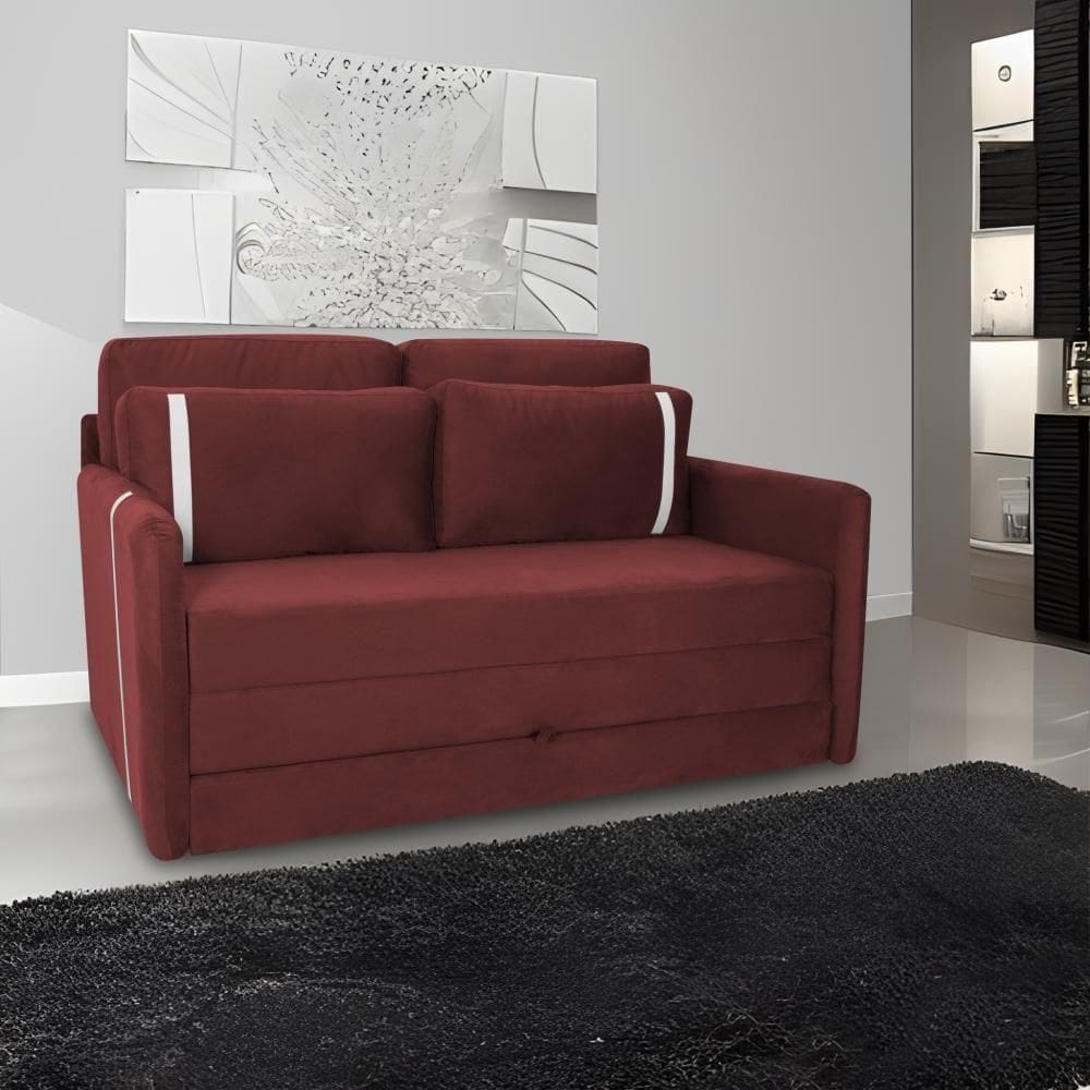 Sofá Cama Para Sala De Estar Martina New Suede Matrix - Goiaba Goiaba