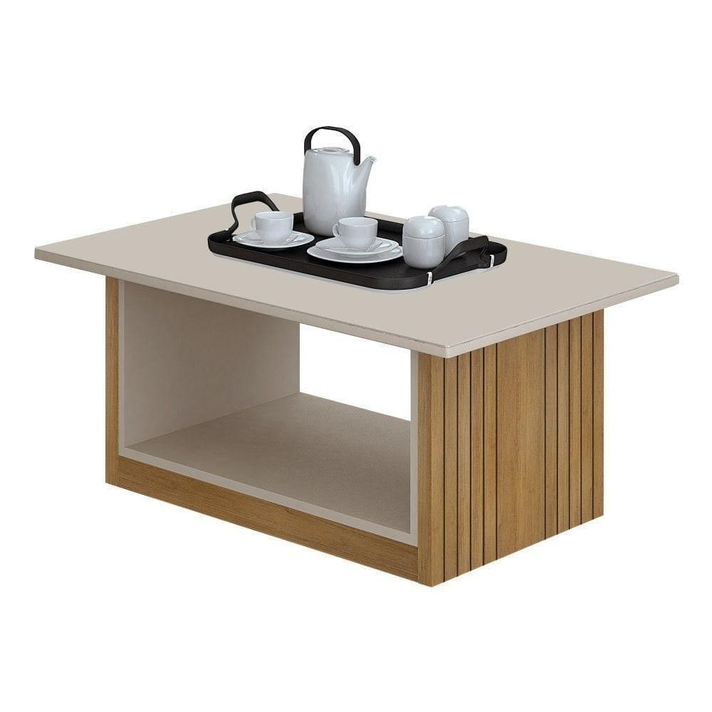 Mesa De Centro Veneza Cinamomo Com Off White Valdemóveis