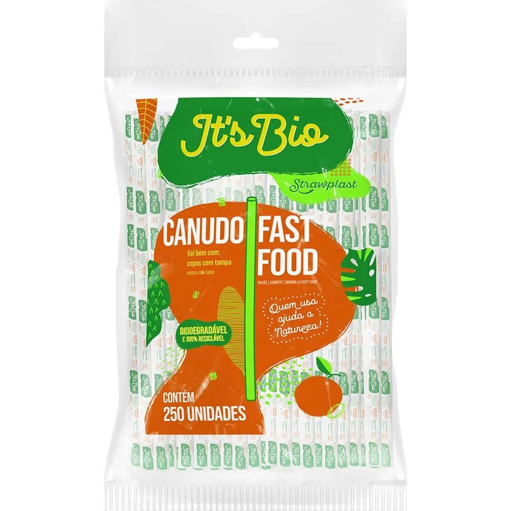 Canudo Bio Fast Food 6mm Sache de Papel c/250 - Strawplast