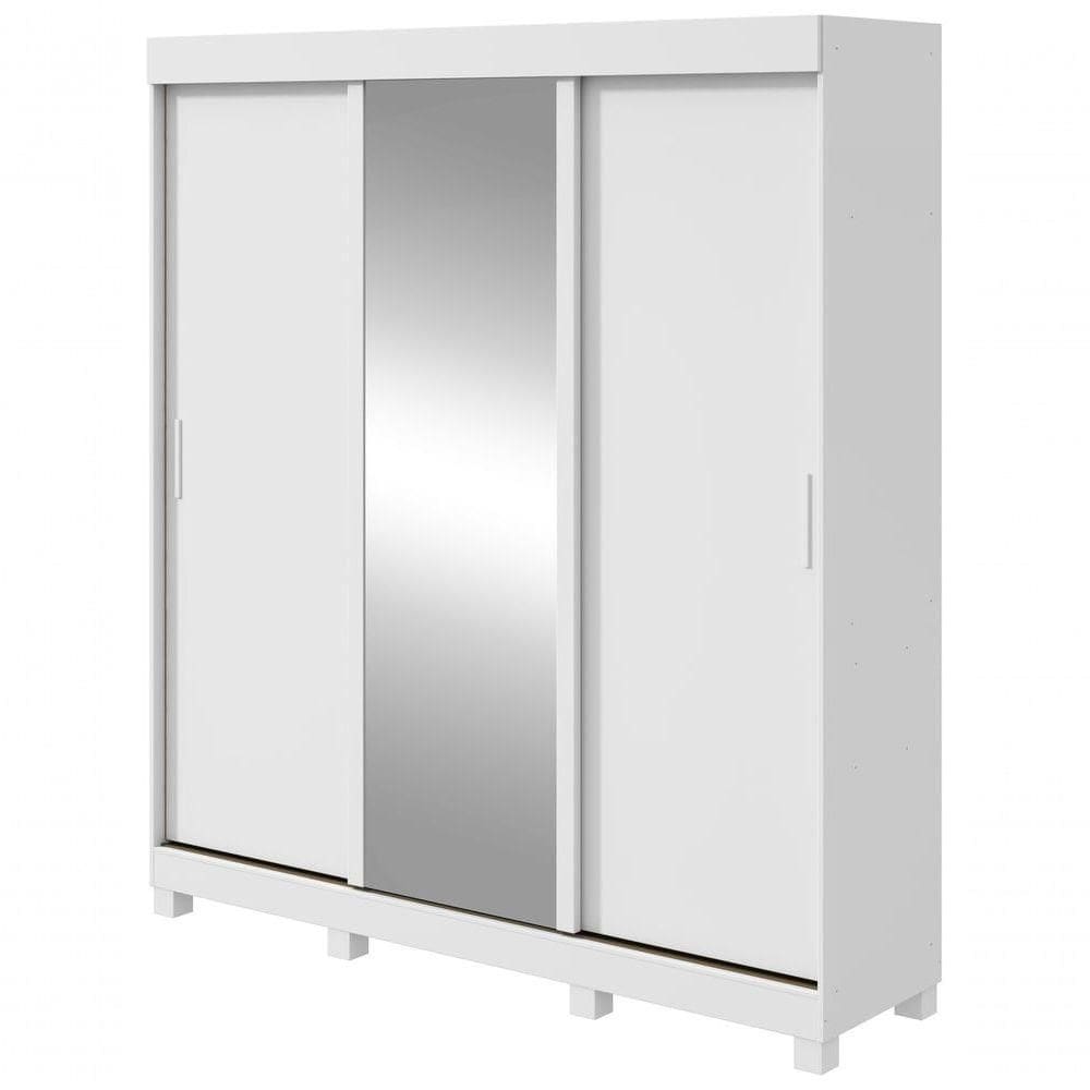 Guarda Roupa Saion 3 Portas Com Pés 1 Porta Glass Branco