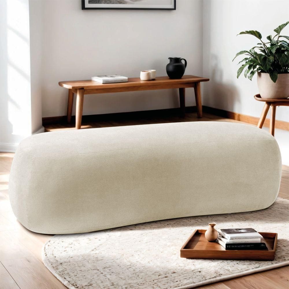 Puff Decorativo Itália 100cm Sala Escritorio Luxo Linho - Doce Sonho Móveis Cor Cinza Escuro