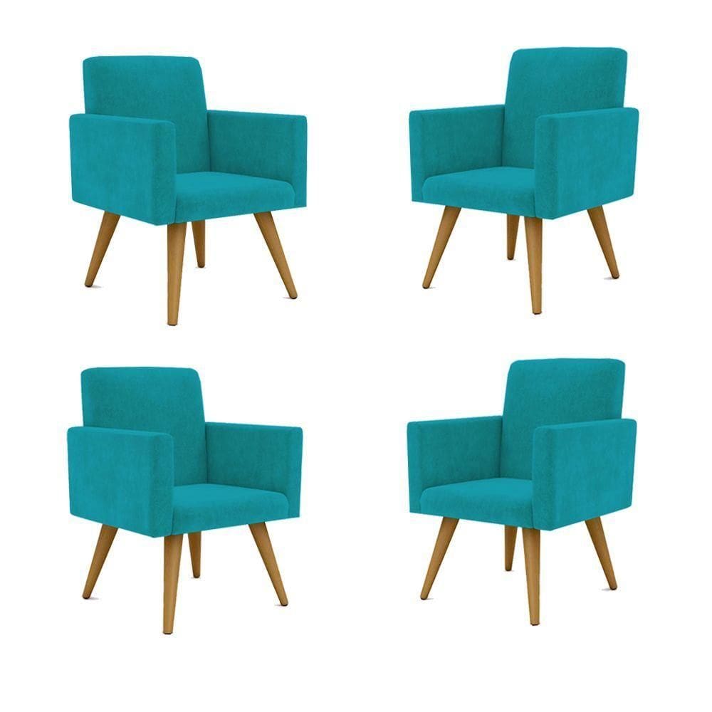 Kit 4 Cadeiras Escritório Poltrona azul Turquesa
