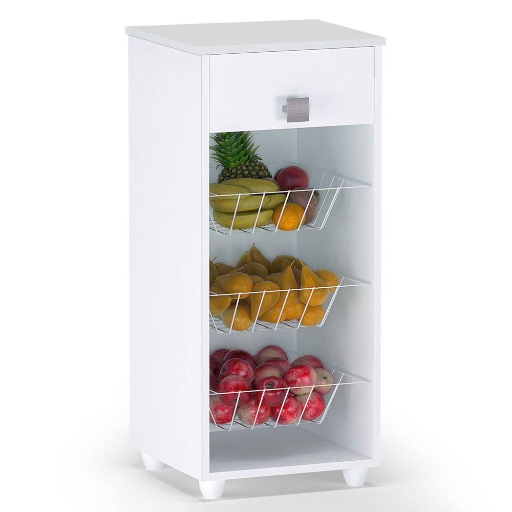 Balcão Fruteira Multiuso Com Cesta E 01 Gaveta Branco