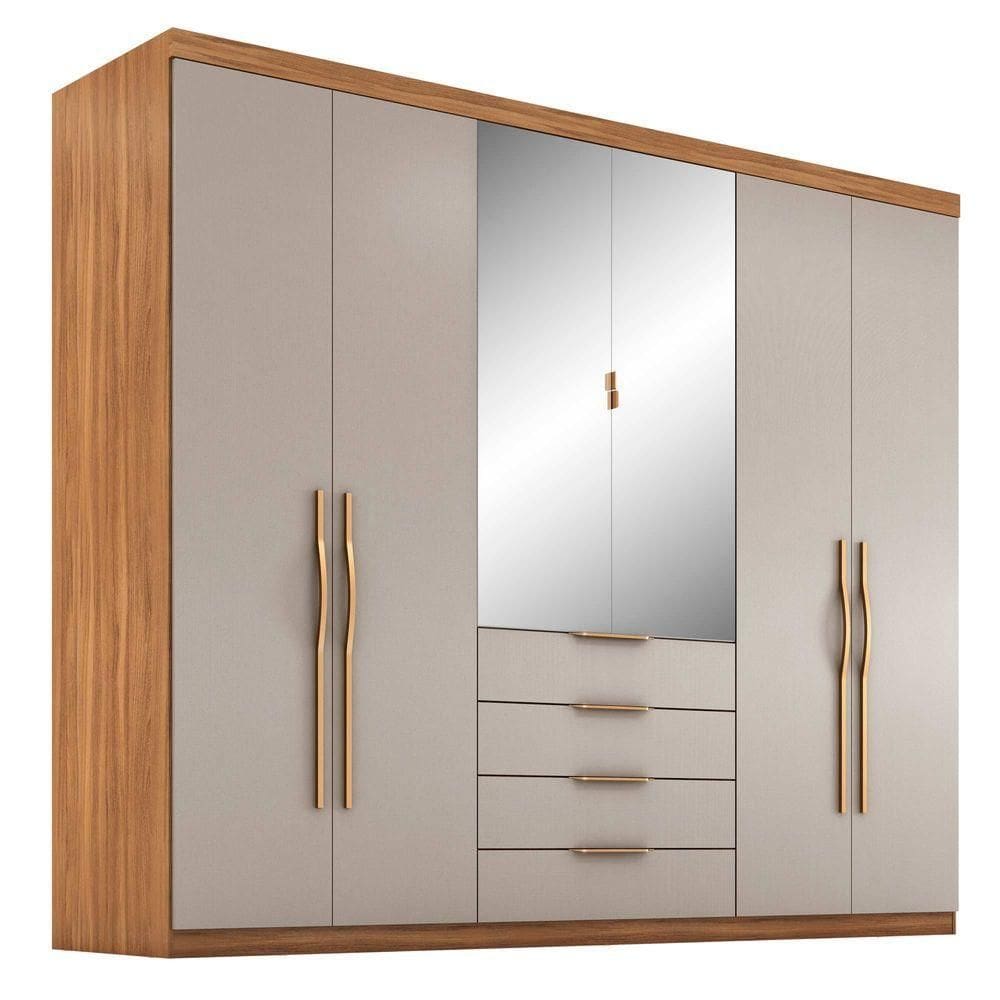 Guarda Roupa Casal 6 Portas Com Espelho Giardino Amendola Touch/nude Tx - Demóbile